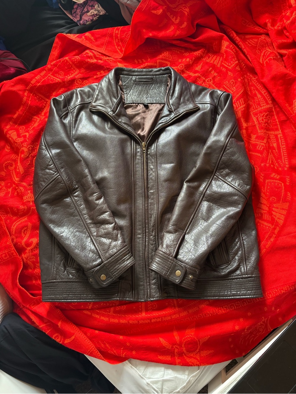 Men's Brown Leather Zip-Front Jacket